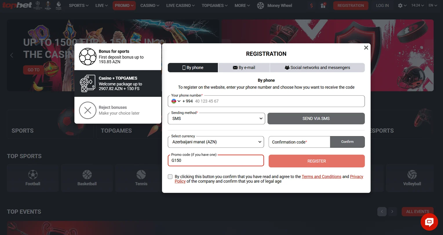 TOPBET registration